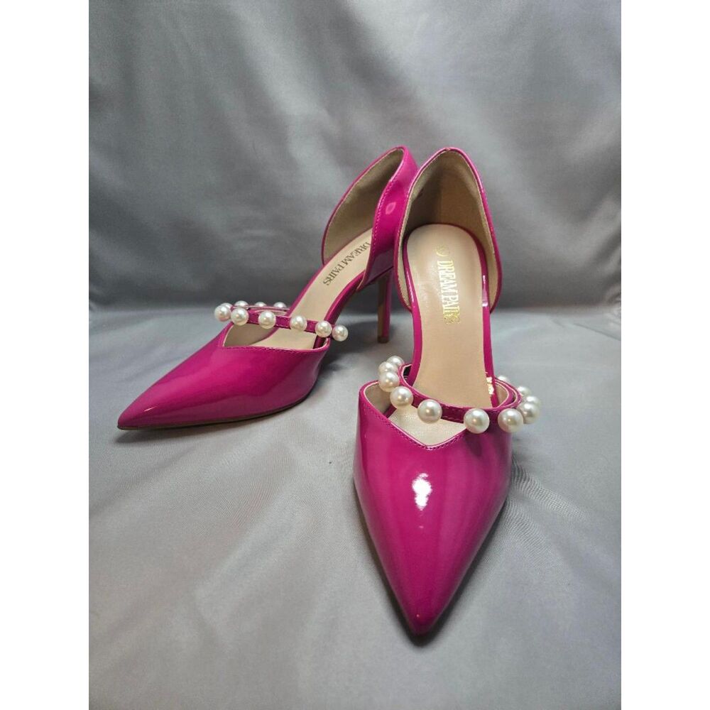 Pearl Straps Pointed Toe Stiletto Heel Pumps Size 7. Like new